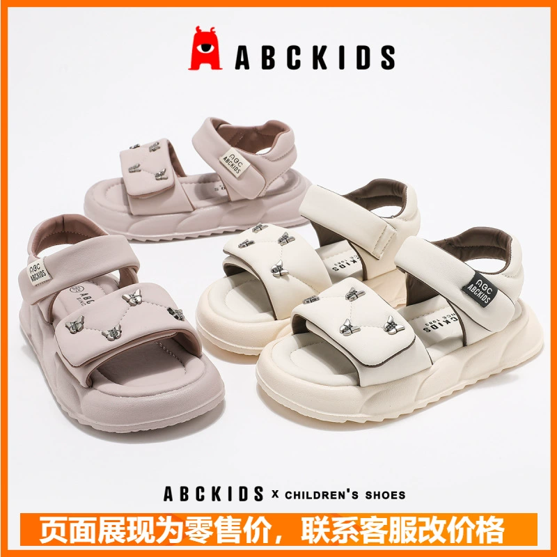 Abckids детская обувь для девочек 2025 лето новый детский нескользящая износостойкая обувь для девочек модные сандалии на мягкой подошве