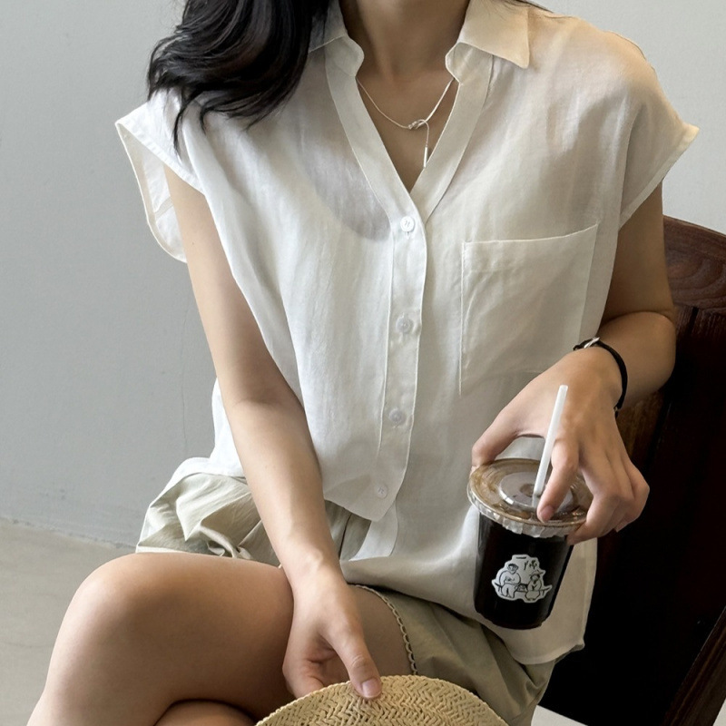 Simple Tencel Ramie Sleeveless Shirt for Women 2026 Summer New Korean Style Fashionable Versatile Loose Casual Lazy Top