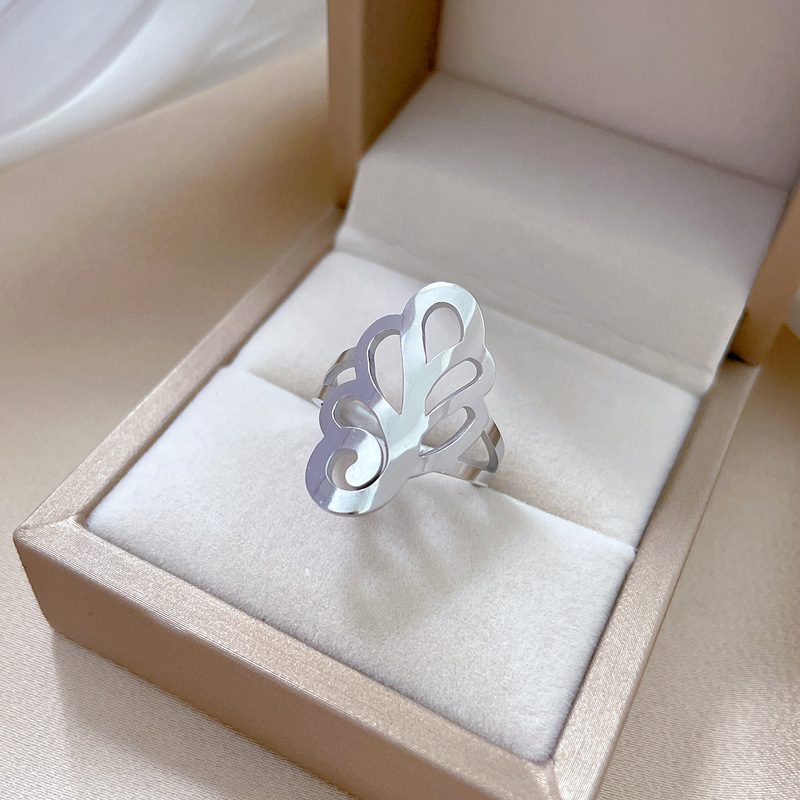 Designersring met bloem van titaniumstaal dames en heren_voghion.com