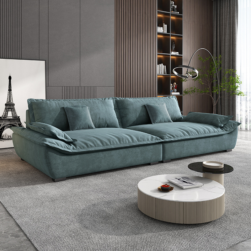 Tecnología paño abajo sofá Villa dormitorio Salón Italiano minimalista esqueleto látex gran fila recta vela barco tela sofá