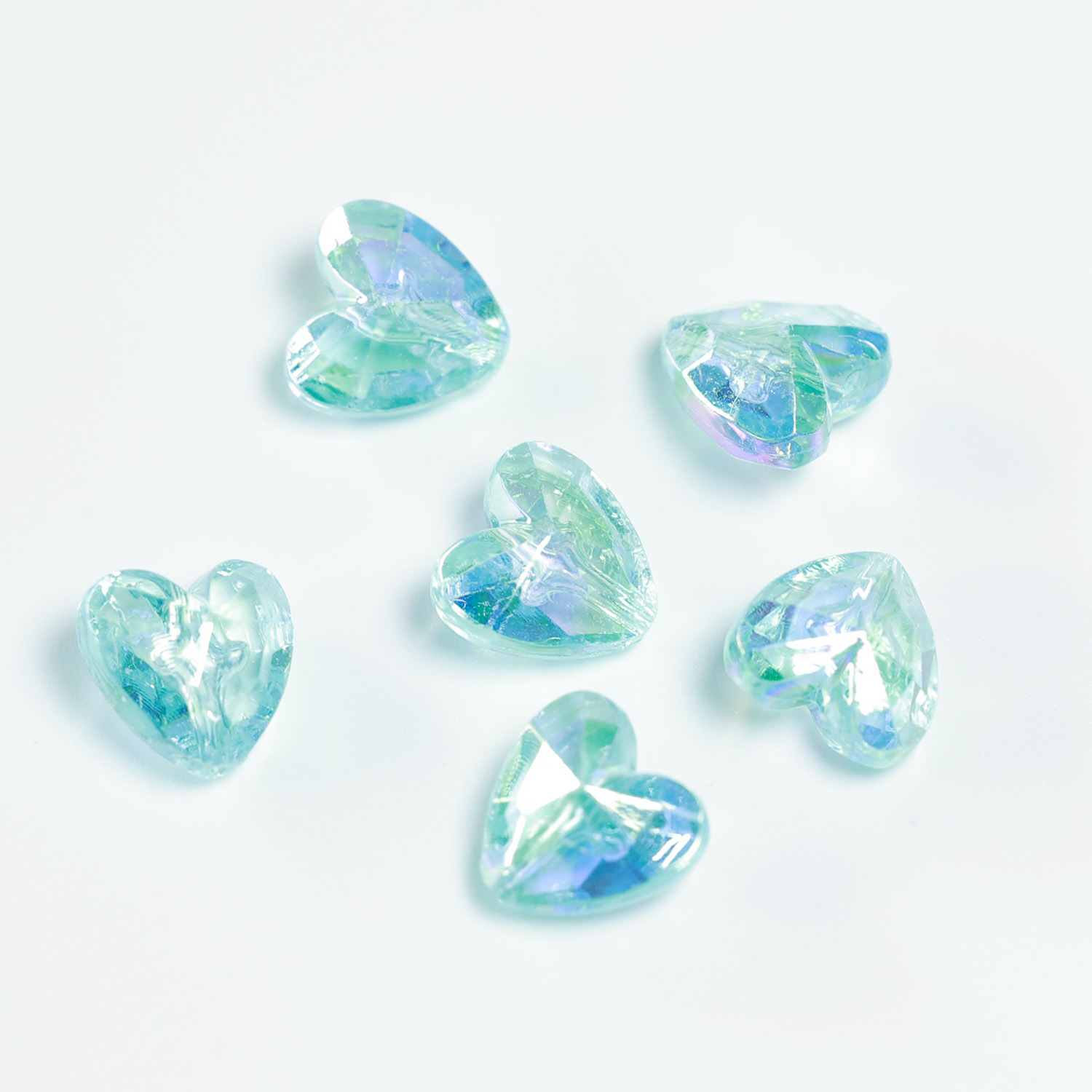 几何爱心直孔镀彩珠子幻彩切面爱心亚克力材料批发diy饰品配件