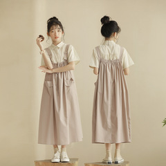 Summer 2024 Big Sister College Style Adjustable Strap Dress, Youthful and Slender, Parent-Child Original Design, One Piece Drop Shipping