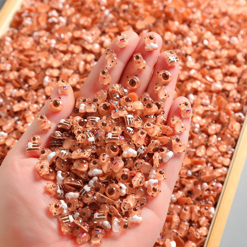 Мини-капибара маникюрные украшения милый мультфильм капибара смола медведь коричневый медведь ногти аксессуары оптом