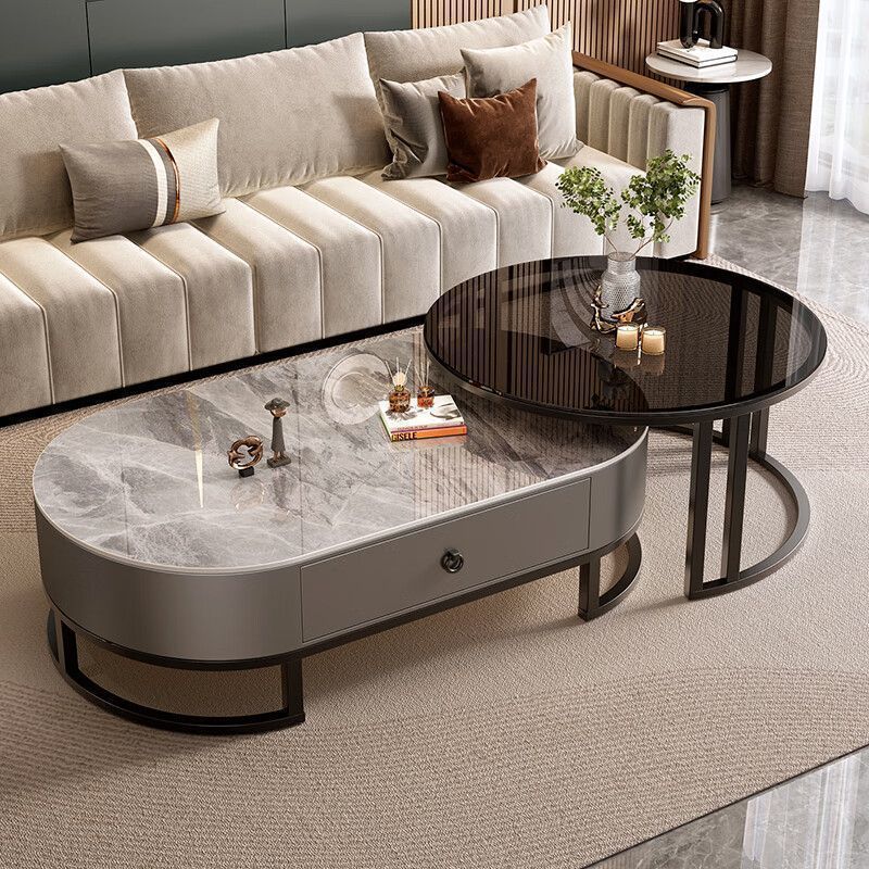 블랙 프레임 그레이 캐비닛 (블랙 유리 + 유광 모던 그레이)