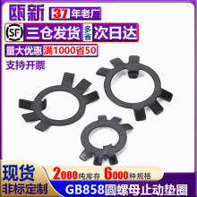 GB858圆螺母止动垫片发黑垫圈止退垫圈六爪垫圈王八锁紧防松锁片