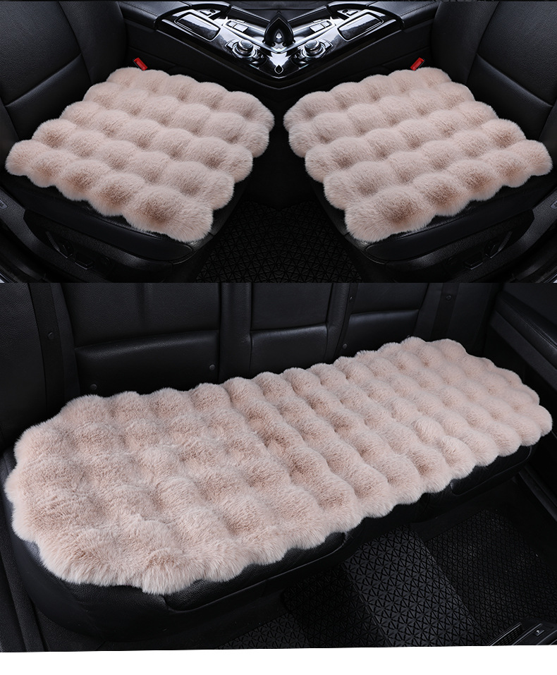 temu Amazon new bubble velvet car cushion rabbit plush warm winter three-piece plush
