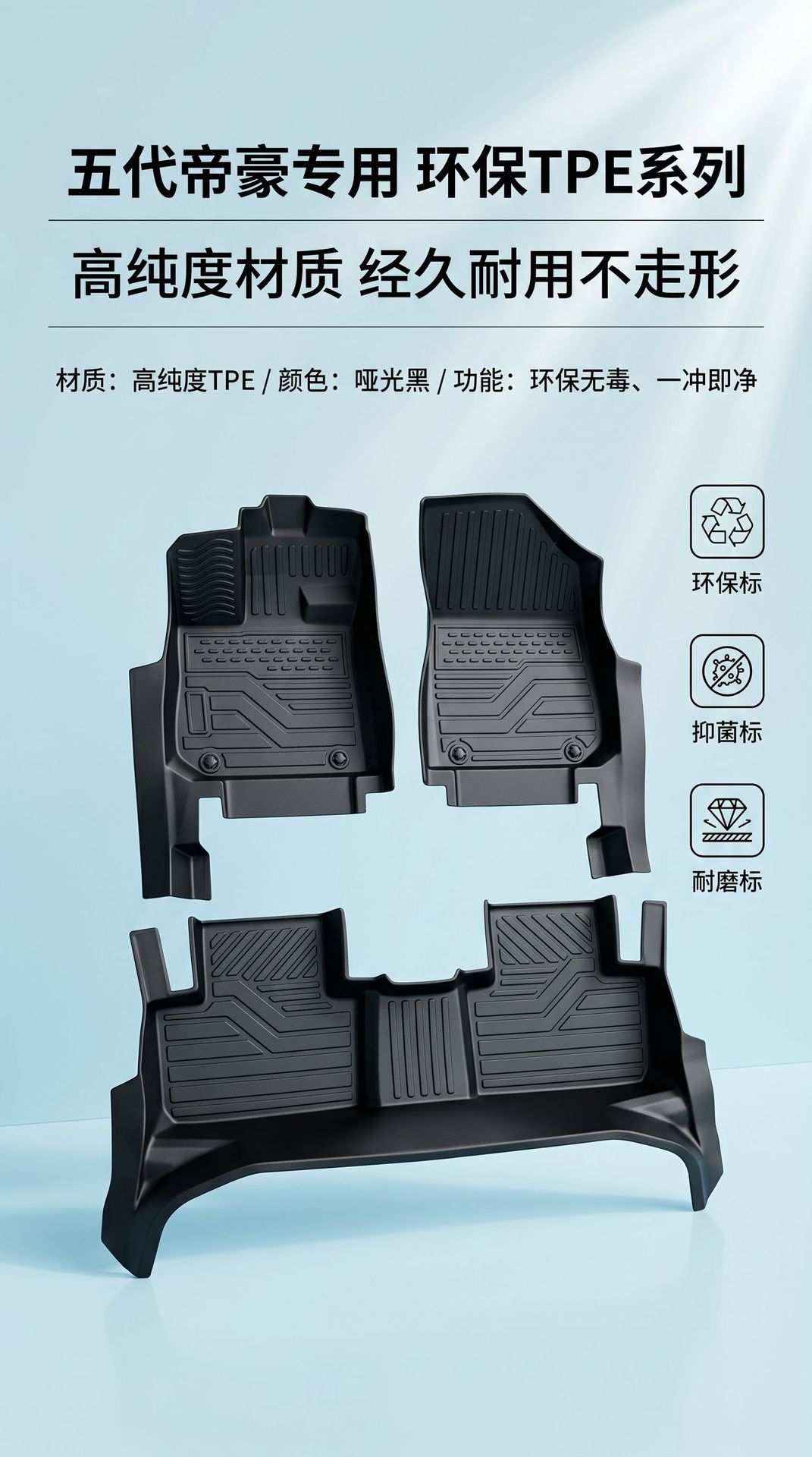 Geely Emgrand Full Tpe Car Floor Mat Upgrade Package with Threshold Protection, Environmentally Friendly, Odor-Free, Wear-Resistant, and Easy to Maintain