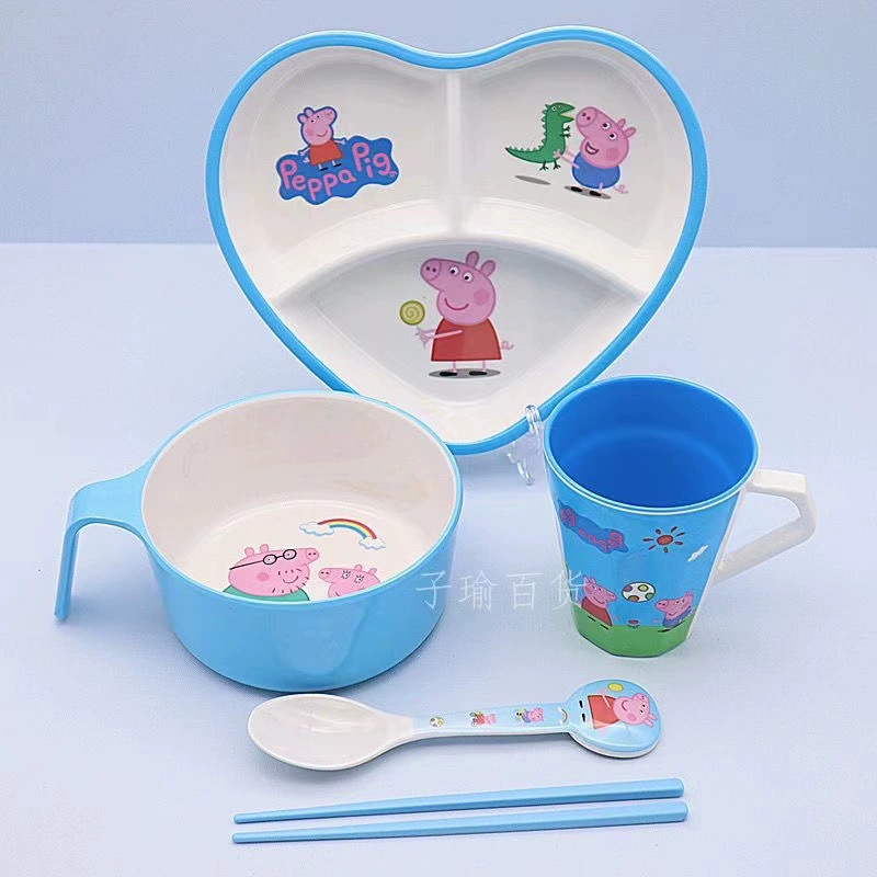 Children's Tableware Set, Shatterproof Cartoon Design, Medium Handle Bowl Options