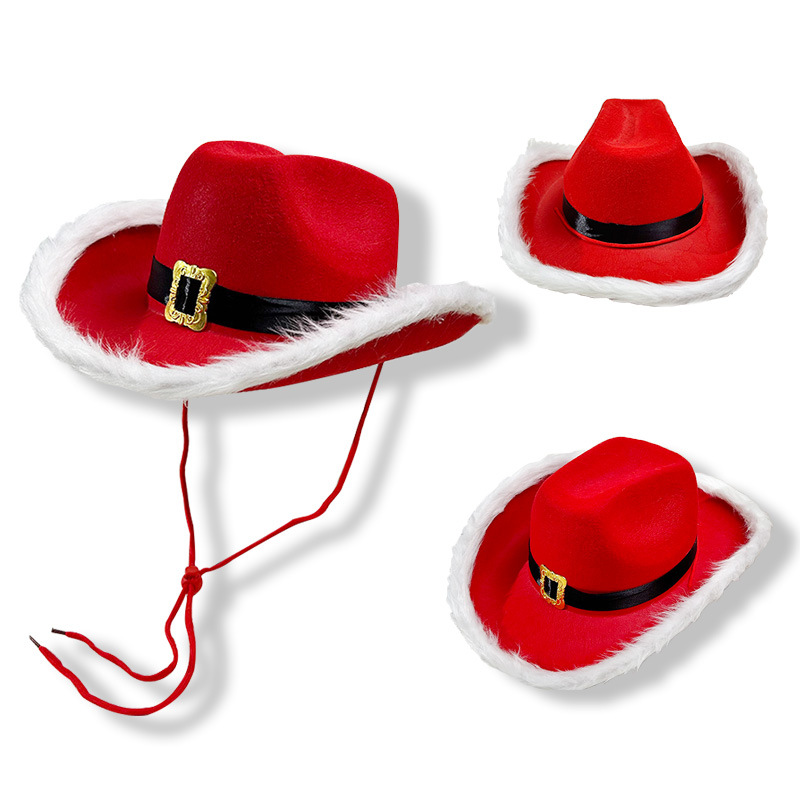 Christmas red denim winter velvet hat for men and women