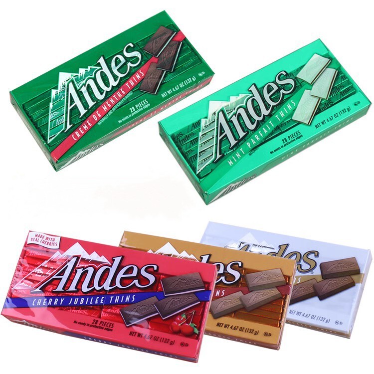 American imported snacks andes Andis mint sandwich chocolate Andis 28 pieces boxed cocoa butter American imported snacks andes Andis mint sandwich chocolate Andis 28 pieces boxed cocoa butter