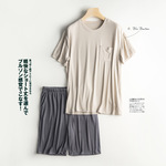 Тонкая летняя пижама, комплект для отдыха, нарукавники, короткий рукав