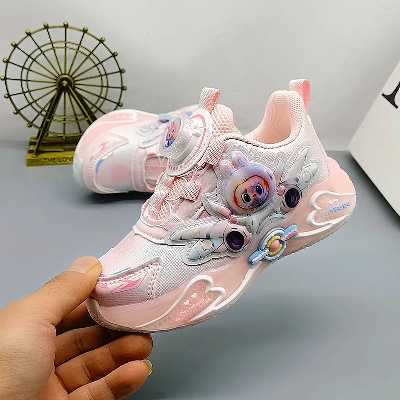 27-32 Tamaño de zapatos deportivos de piel de oso para niños zapatos de correr de primavera zapatos de botón de tela