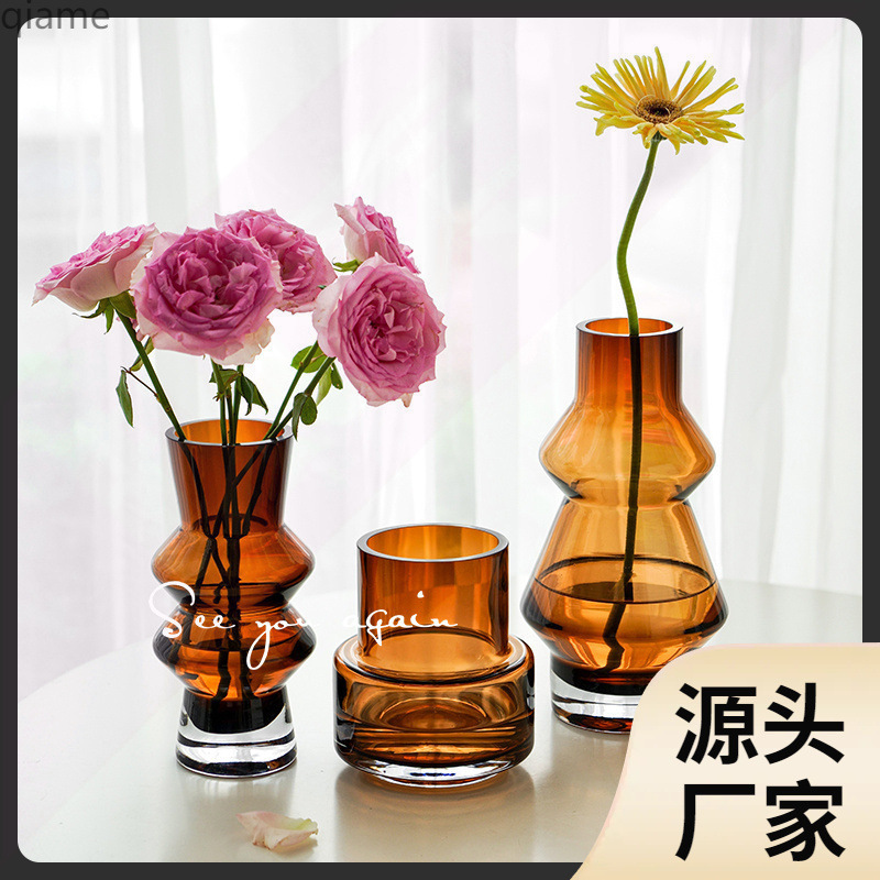 Vaso de viento de lujo ligero diseño floral de vidrio decorativo de mesa de la sala de estar