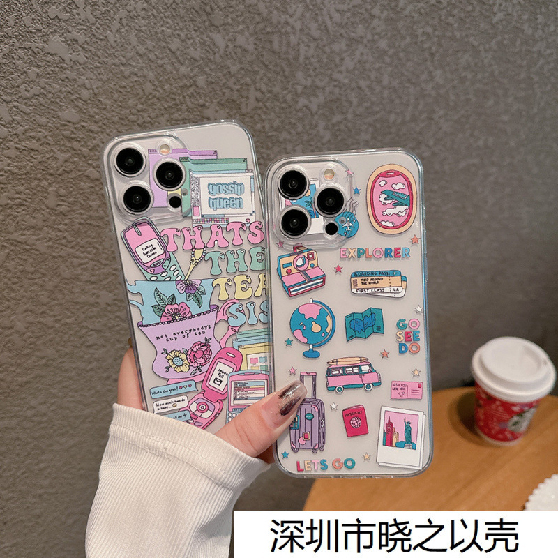 Suitable for Apple Iphone17Pro Mobile Phone Case Ins90 Post-Travel Retro Label Samsung S25 Protective Cover