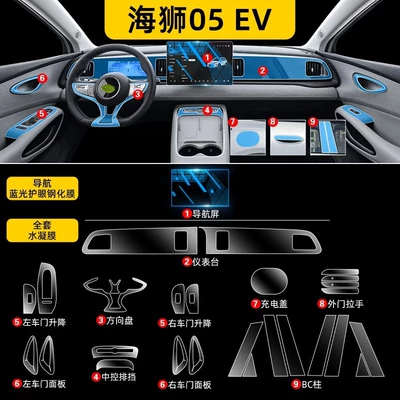 Screen Tempered Film Interior — Car interior film - hai-lion-05ev-full-set-of-hydrogel-film-navigation-blue-light-eye-protection-tempered-film