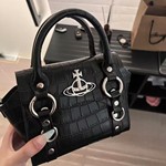 2025新款西太后包包女土星鳄鱼纹漆皮手提饺子包betty mini斜挎包