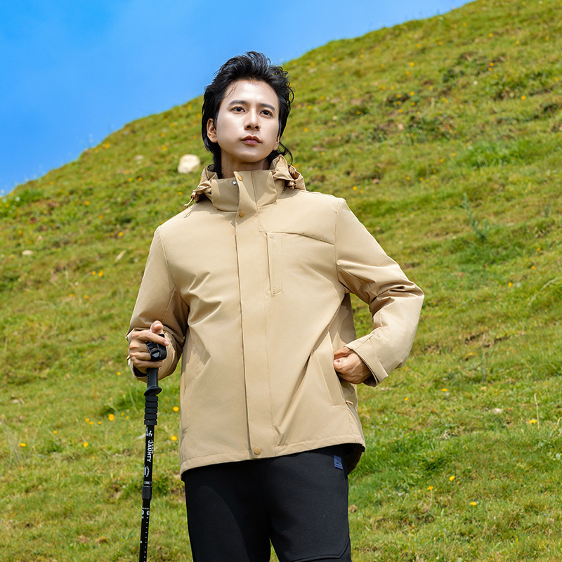 Ropa de asalto para mujeres a prueba de viento impermeable 3 - en - 1 pluma de color sólido herramientas a prueba de frío chaqueta de montaña hombre image 9