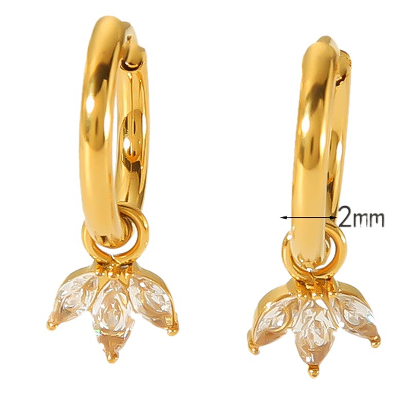 Pendientes de estrellas de mar de circón de acero inoxidable chapados en oro de 18 quilates pendientes de hebilla de oreja de alto grado para mujeres