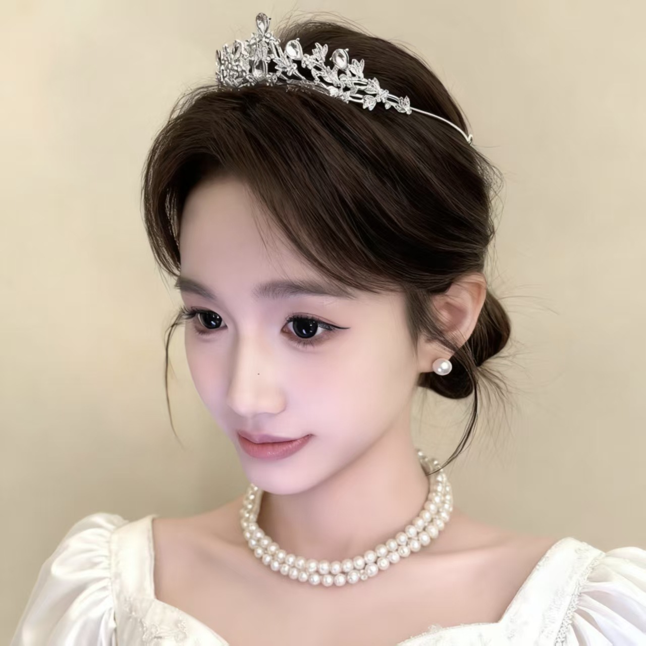 Korean Style Rhinestone Bridal Crown Headband, Sparkling Texture, Birthday Atmosphere, Wedding Diamond Costume, Princess Style