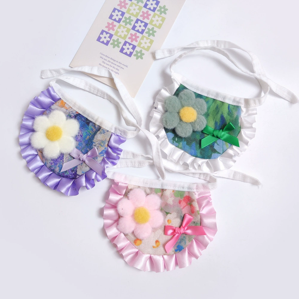 Картина маслом цветы трехмерный шарф с слюной для домашних животных литературный шарф для домашних животных кошачий бантик кошачий нагрудник аксессуары для собак