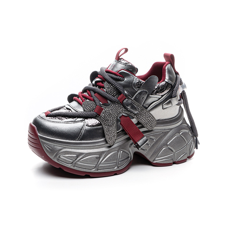 Giày sneaker nữ chunky đế dày tăng chiều cao phong cách Hàn Quốc — M2699 màu đỏ, M2699 màu be