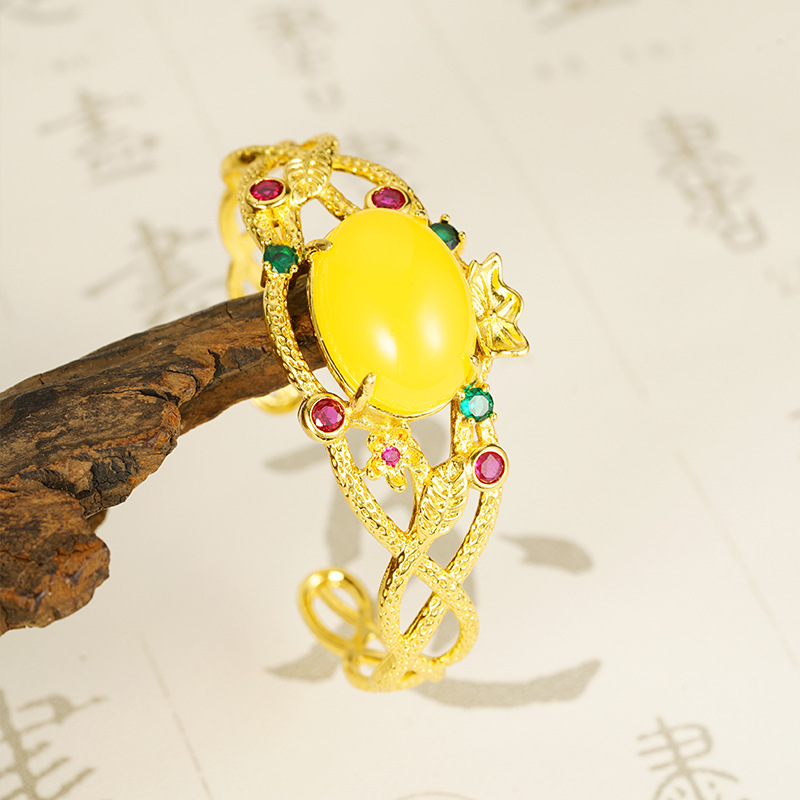 Brazalete de piedra multicolor de oro de Vietnam mujer abertura de moda universal diseño de envoltura sensación Yiwu accesorios al por mayor transfronterizos