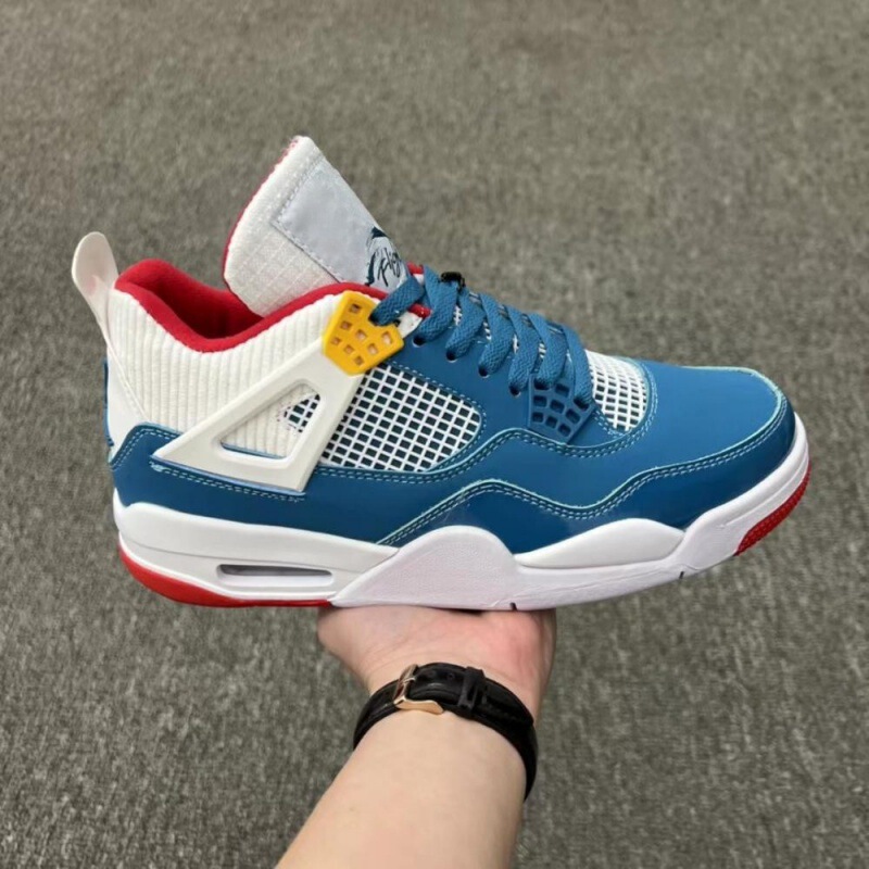 莆田工場 aj4 ピュアオリジナルバスケットボールシューズダークグリーンジョー 4 パープルデニム滑り止め耐摩耗性男性と女性のカジュアルランニングシューズ|undefined