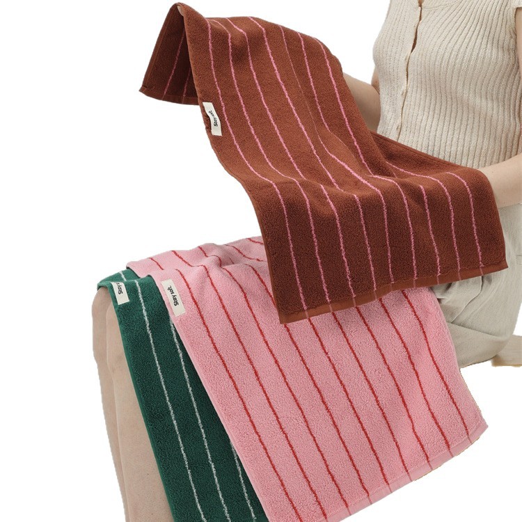 INS Vintage Streifen-Waschlappen aus gekämmter Baumwolle, weich, saugfähig, Klasse A, flauschig, farblich abgesetzt_voghion.com