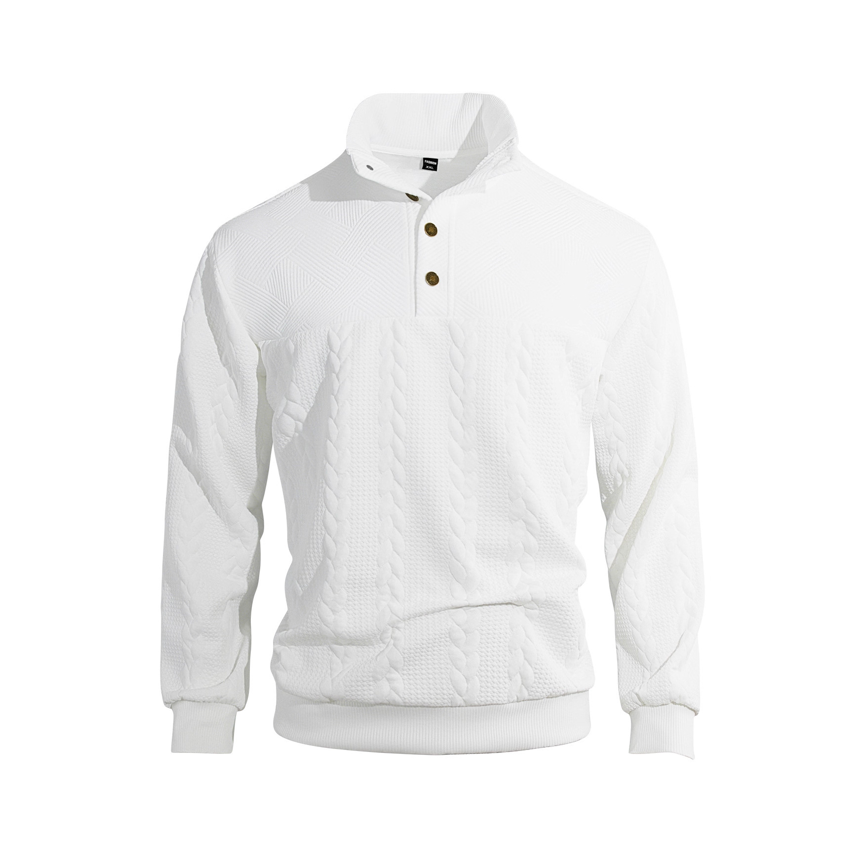Nuevo cross-border retro americano cuello de cremallera casual hookah holgado tejido pesado empalme otoño invierno camisa de manga larga