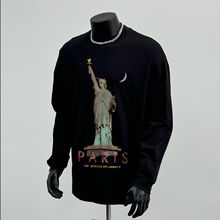 来图定制潮牌工厂定制DIY 自由女神重磅纯棉男女同款长袖卫衣