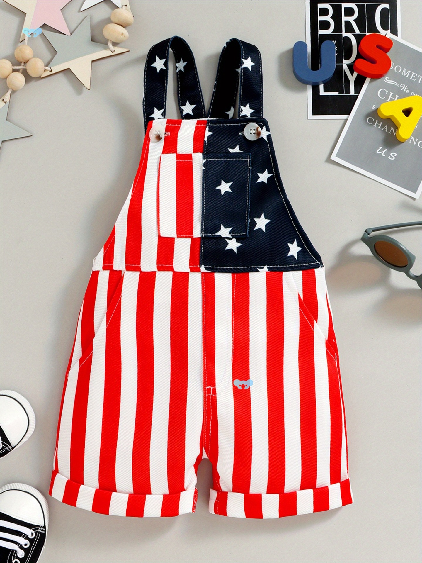 American Flag Overalls for Baby Girl 4th of July Outfits…