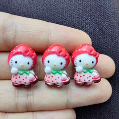 可爱卡通草莓头KT猫手机链钥匙扣配件饰品吊坠挂件材料公仔小摆件