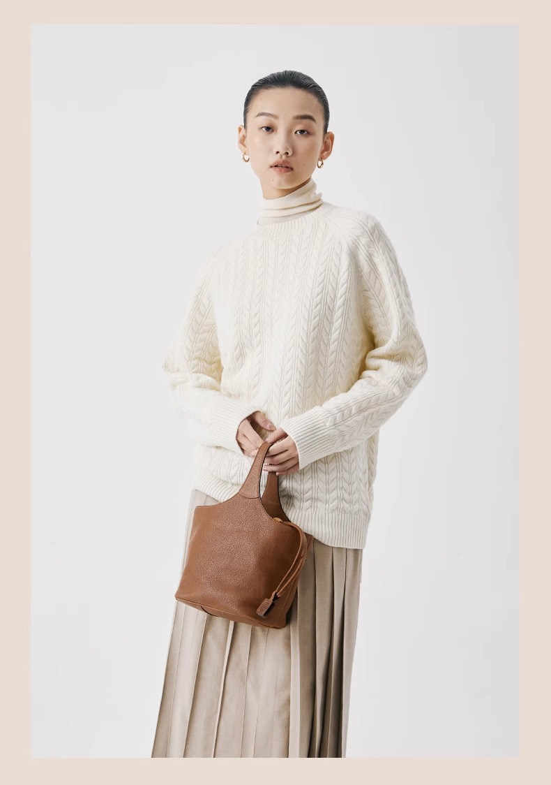 Qiu Zhen – sac à main à bandoulière en cuir véritable de vache tanné, sac panier à légumes de grande capacité pour les déplacements, femme_voghion.com