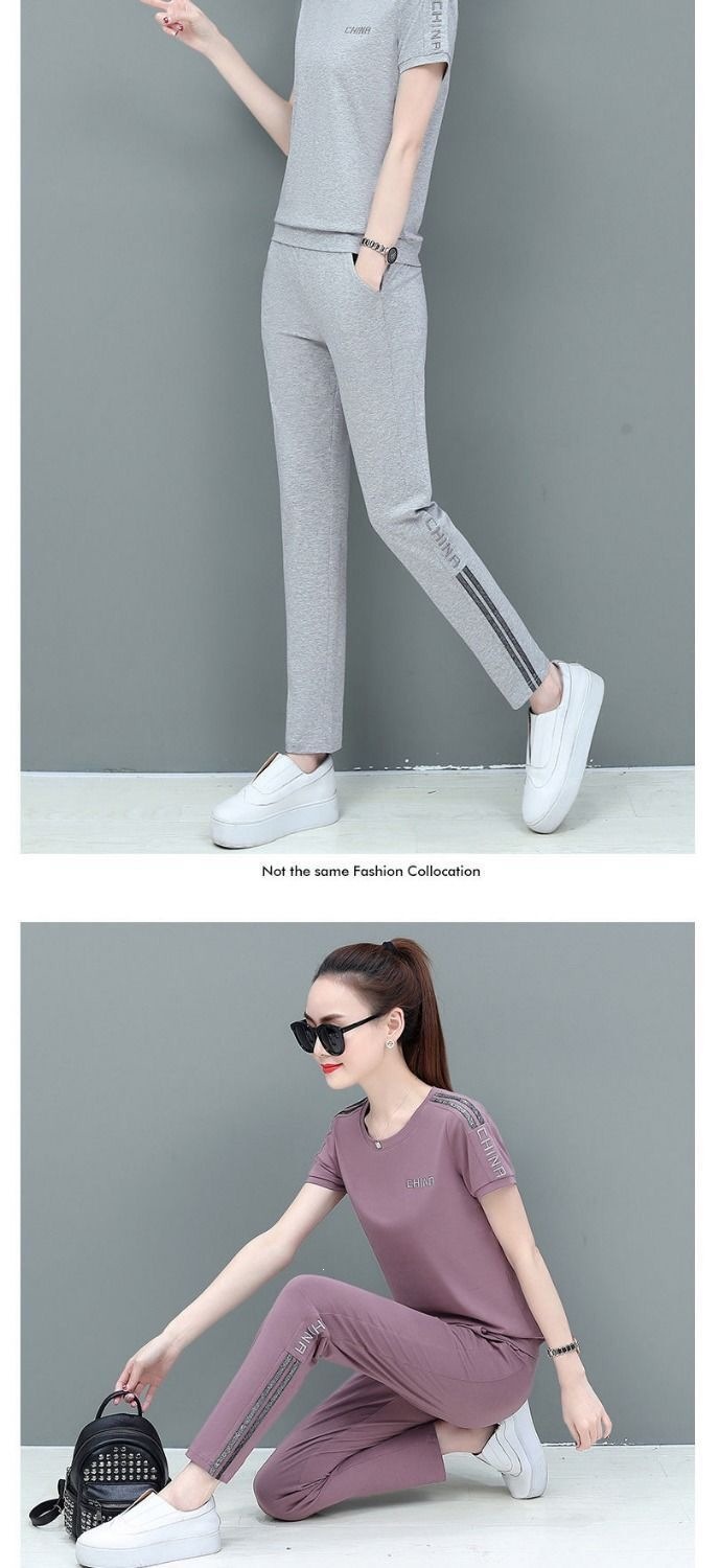 Dam sportswear set i två delar för sommarträning_voghion.com
