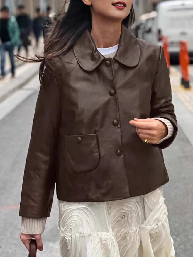 (Cross-border trading), retro brown demi-season warm jacket, high-quality style, European style