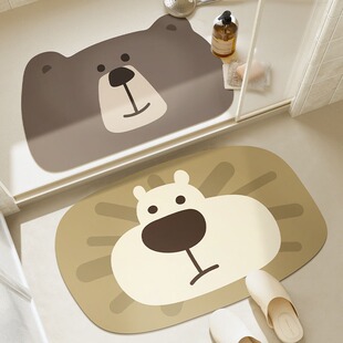 Cartoon Bathroom Door Non-Slip Door Mat Household Anti-Fall Foot Mat Soft Diatom Mud Water-Absorbent Quick-Drying Floor Mat Wholesale