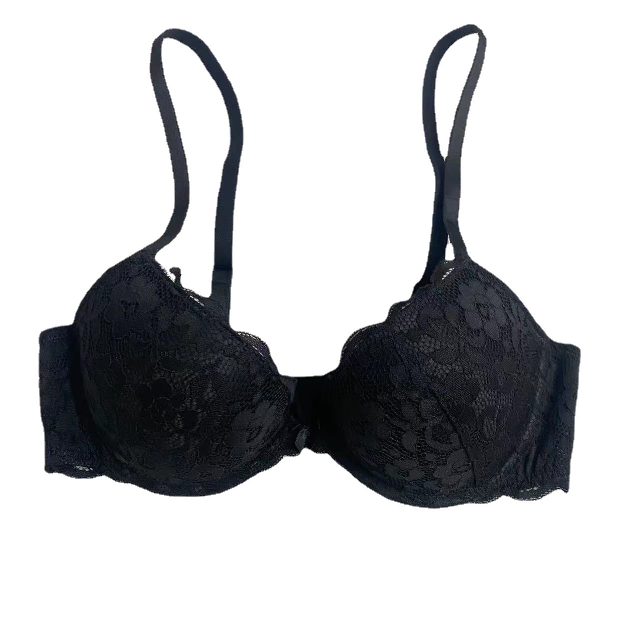 Autumn winter styles with sexy charming lace edges, black traditional thin top thick bottom cups to gather and support_voghion.com