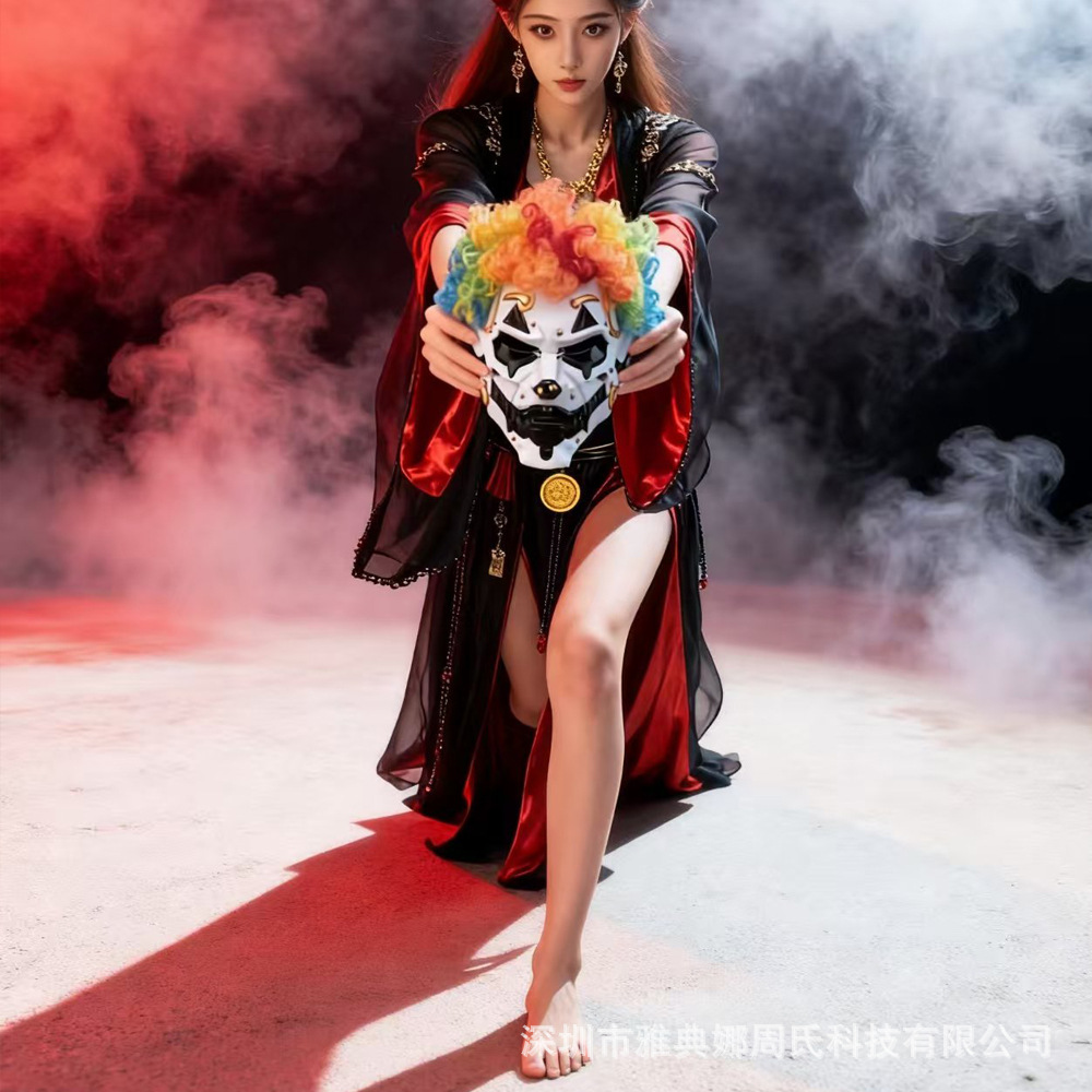Cross-border Cyberpunk Clown Halloween Horror máscaras Carnival Party Clown Horror Head Mask Halloween image 13