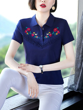 翻领短袖t恤女2021夏季新款韩版修身显瘦立领体恤短款polo衫