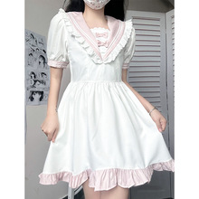日系软妹学院风蝴蝶结可爱清新连衣裙女夏季