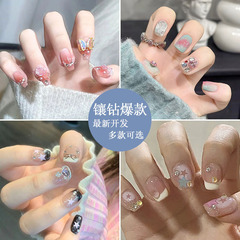 Fashionable best-selling diamond-encrusted removable jelly gel manicure nails, quick-adhesive nails, hot girl wear short style nails wholesale