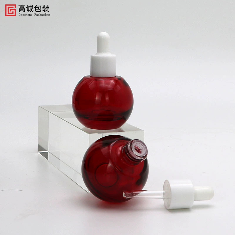 30ml石榴红小圆瓶玻璃瓶精油滴管瓶分装瓶精油瓶厂家现货热转印 包装厂家批发实拍图