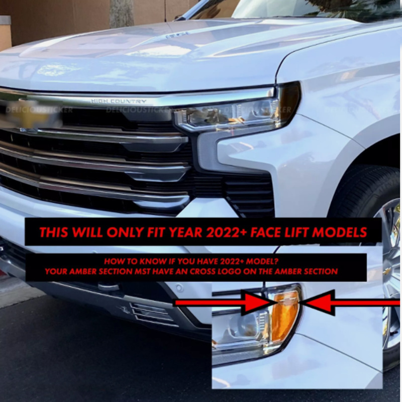 Aplicable a Chevrolet Silverado 2022 - 2025 lámpara frontal humo etiqueta lateral lámpara de automóvil cambio de color de película