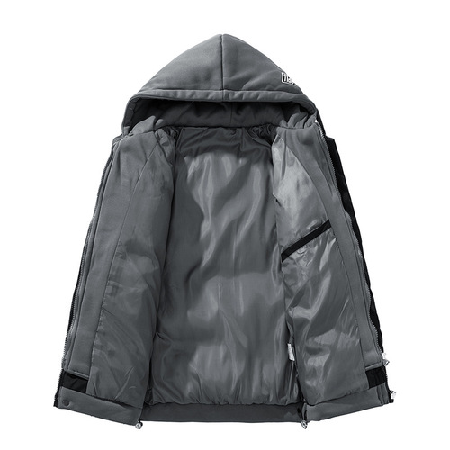 Men's winter padded hooded jacket, warm new style faux double-breasted cotton coat, fashionable trendy couple's outfit