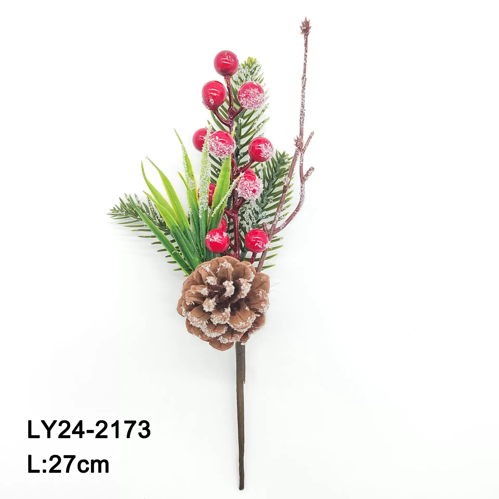 仿真棉花浆果松枝插枝圣诞装饰泡沫红果 圣诞插枝 浆果圣诞树配件