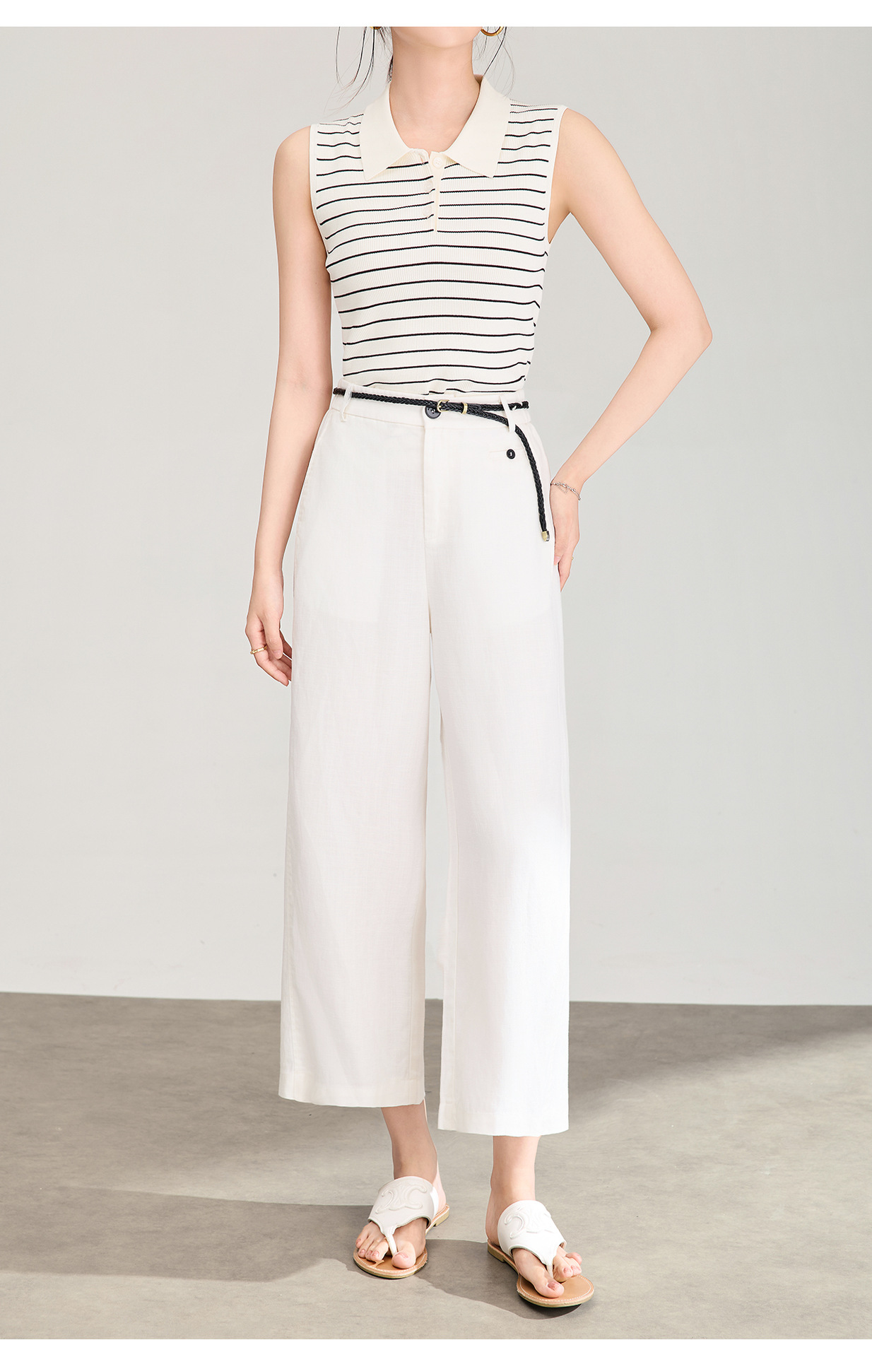 Quần culottes nữ ống rộng dáng suông, cạp cao, chất liệu tencel linen thoáng mát, phù hợp mùa hè — Xanh lông mòng đen chi tiết 19