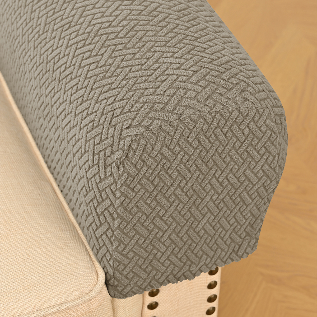 Amazon Jacquard transfronterizo T-striped sofá guantes antideslizantes toallas de sofá elásticas de color sólido universal