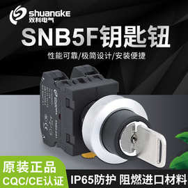 双科SHINE系列SNB5F-11Y/11YS钥匙钮30mm平面安装IP65防水钥匙钮