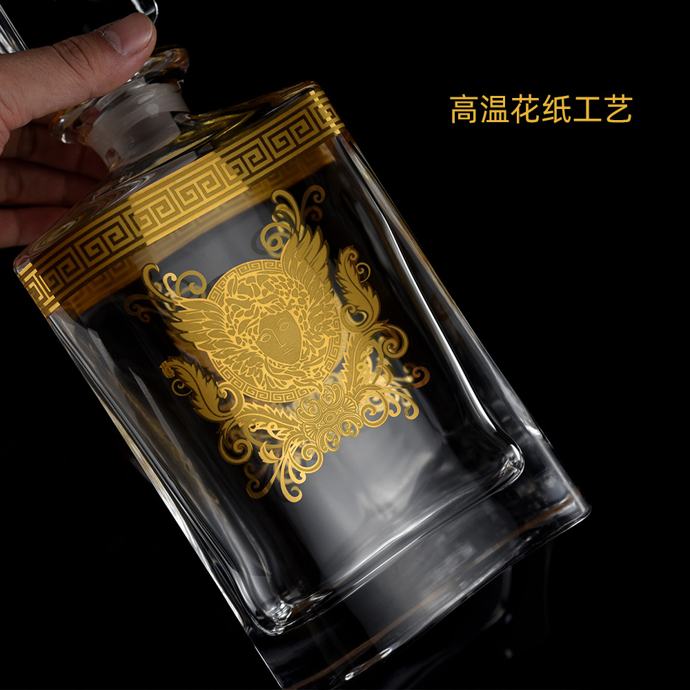 欧式加厚威士忌酒具套装真金花纸轻奢洋酒分酒器套装酒壶酒樽套装