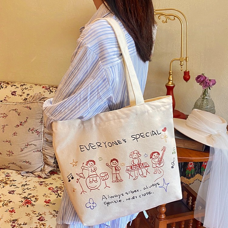 Canvas bag for college students, large capacity, autumn and winter new style, single shoulder, artistic, niche, fashionable canvas bag, custom lg